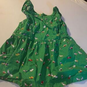 Hanna Andersson 130 8 girls Green Tunic with Colorful Bird Print